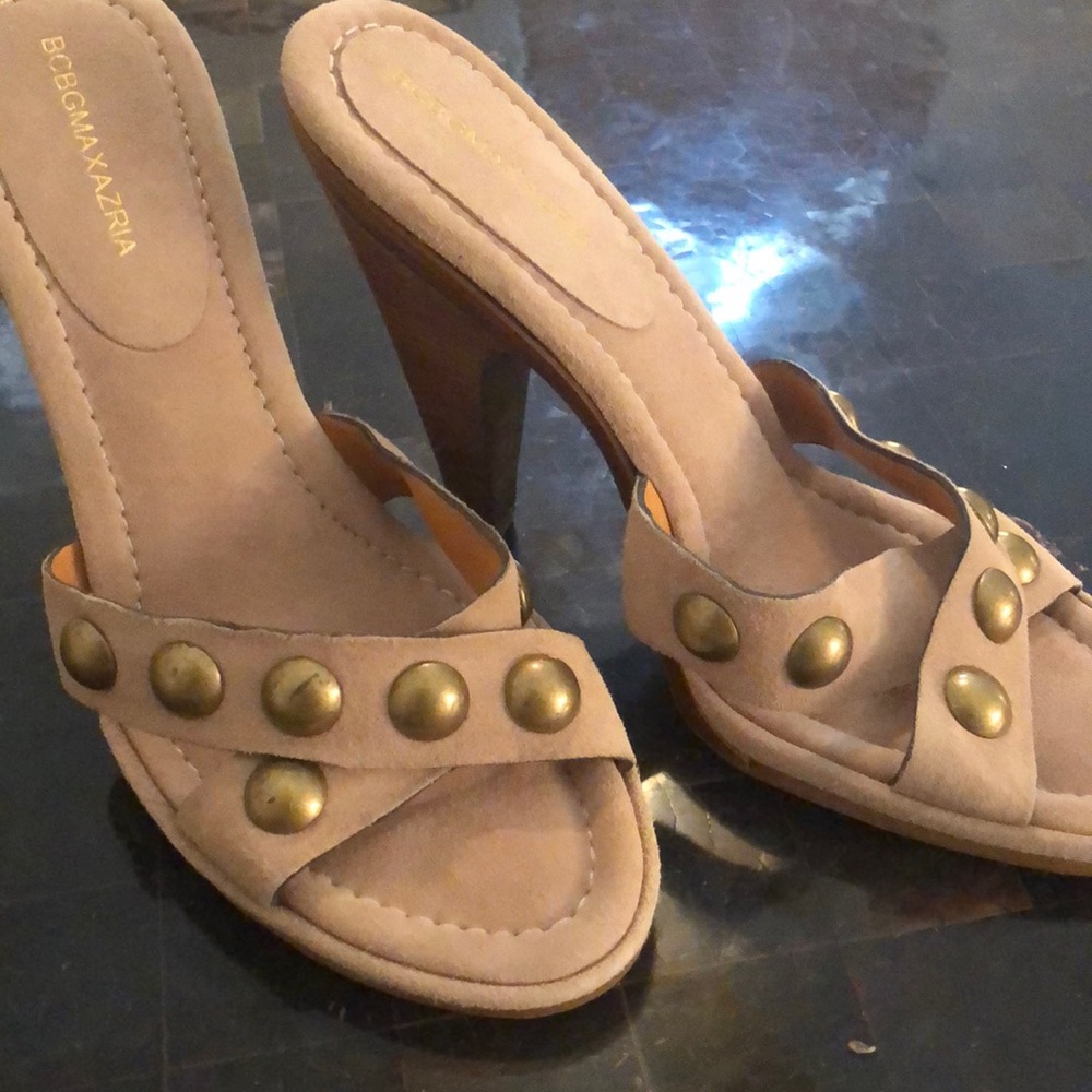 BCBG suede studded heels